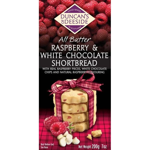 Sausainiai DUNCAN S OF DEESIDE su avietėmis ir baltu &scaron;okoladu, 200 g