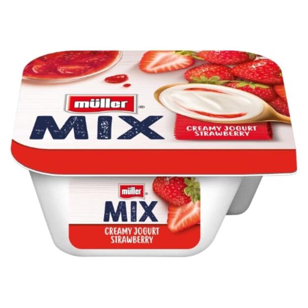 Jogurtas MÜLLER MIX, su braškėmis, 3,6%, 130 g