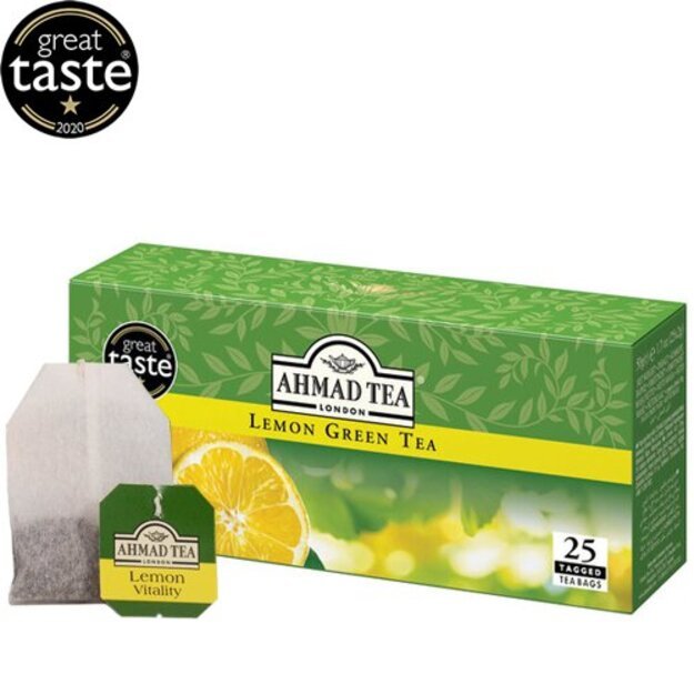 Ahmad Tea Citrinų skonio žalioji arbata, maišeliuose, 25 vnt.