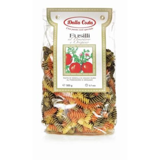 Makaronai DALLA COSTA, fusilli su pomidorais ir raudonėliu, spalvoti, 500 g