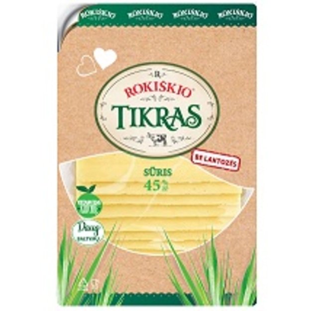 Sūris  Rokiškio Tikras , 45%, riekutėmis, be laktozės, 150g, LT-EKO-001
