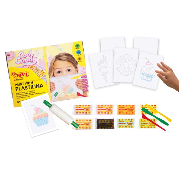 Spalvinimo plastilinu rinkinys JOVI Cool Candy, 6 vnt. rinkinys, su priedais 2