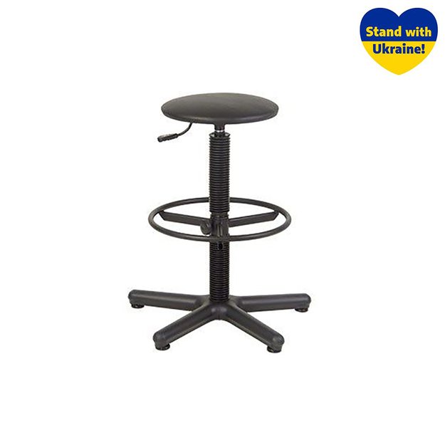 Darbo kėdė STOOL GTS RING STOPKI, dirbtinė oda, V-14, juoda sp.