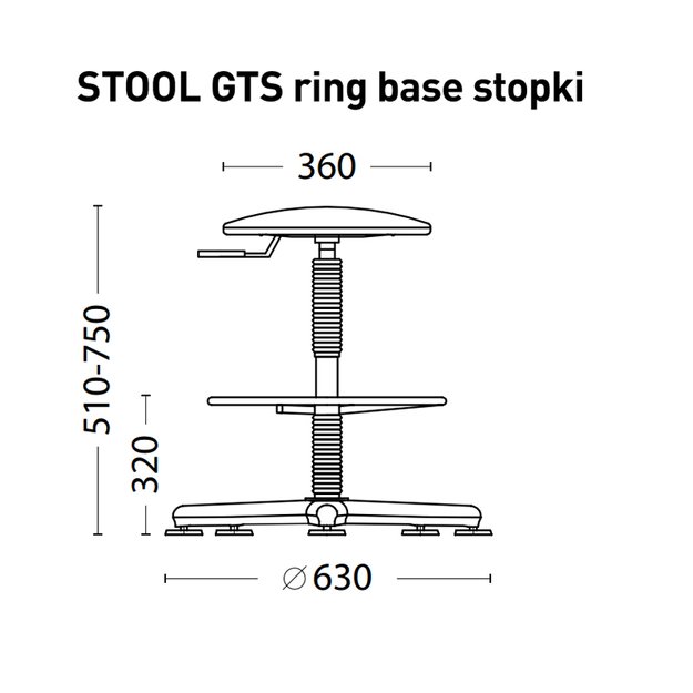 Darbo kėdė STOOL GTS RING STOPKI, dirbtinė oda, V-14, juoda sp. 2
