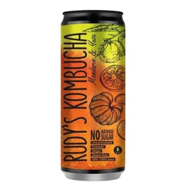 Gaivusis arbatos gėrimas RUDY S Kombucha, mandarinų ir YUZŲ skonio, 0,33 l, skardinė