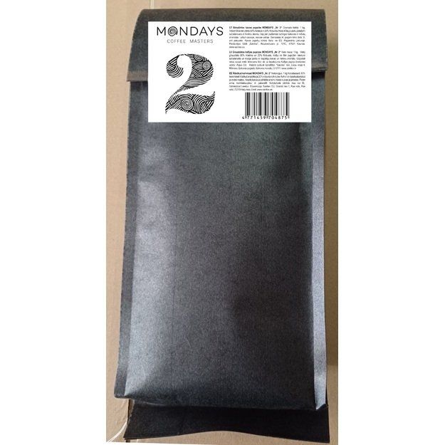 Kavos pupelės MONDAYS Nr.2, Arabica ir Robusta,vidutiniškai skrudinta,1 kg