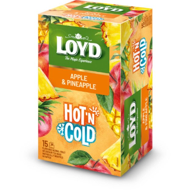 Vaisinis arbatos gėrimas LOYD HOT&COLD obuolių ir ananasų skonio, 15x2 g