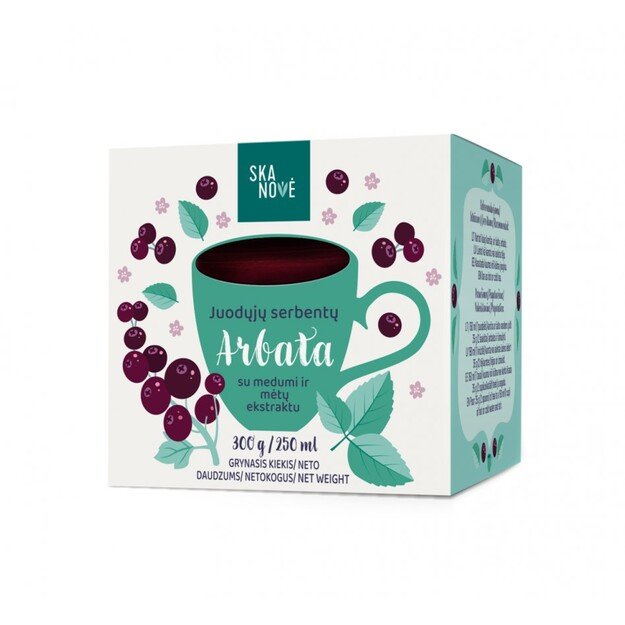 arbata SKANOVĖ, juodųjų serbentų su medumi ir mėtų ekstraktu 880 g / 735 ml