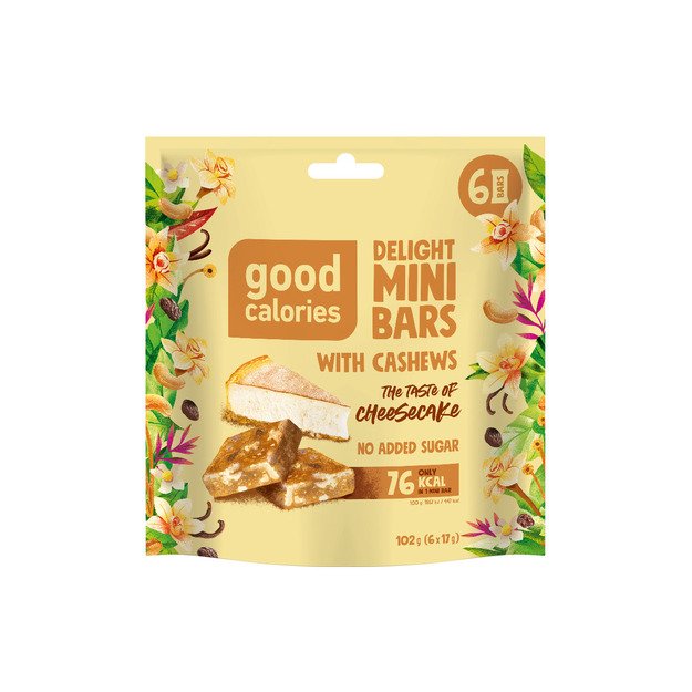 Mini rie&scaron;utų batonėliai GOOD CALORIES sūrio pyrago skonio, 102 g