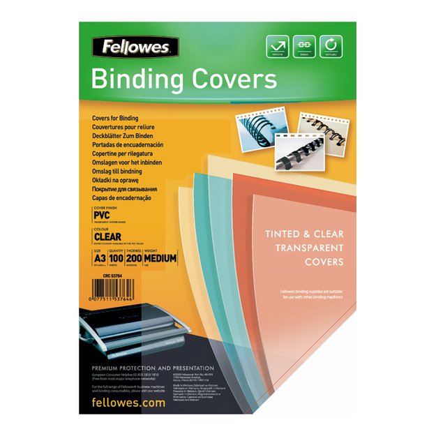 Įri&scaron;imo vir&scaron;eliai FELLOWES, A3, 200 mikr, skaidri, (pak. - 100vnt.)