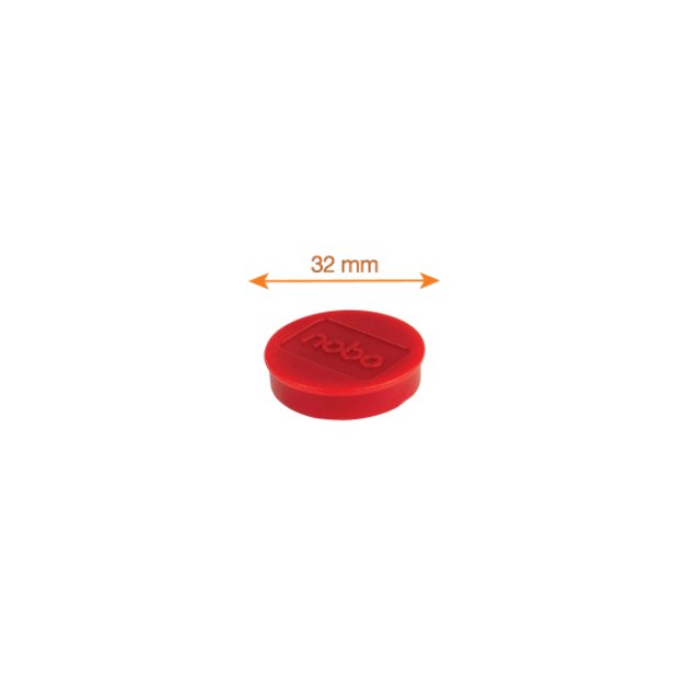 Baltosios lentos magnetai Nobo, 32mm, 10 vnt., raudonos spalvos 6
