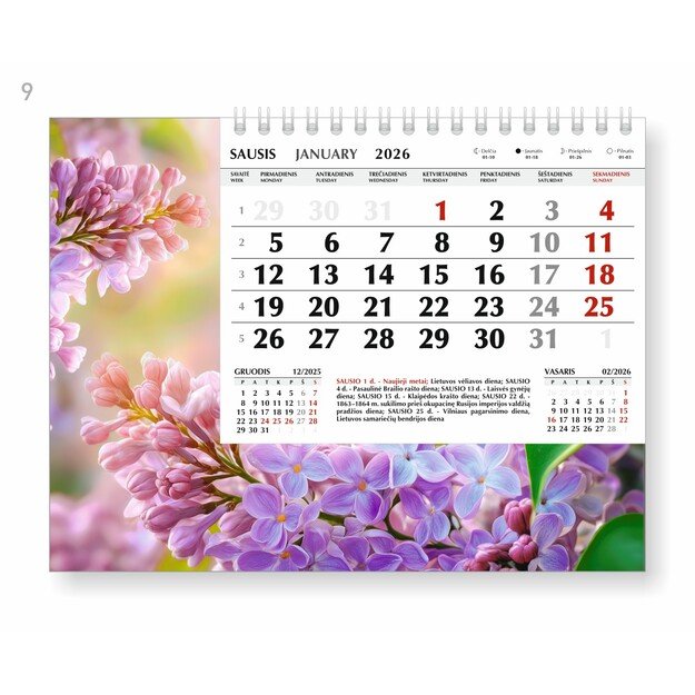 Trikampis stalo kalendorius SNIEGYNĖ, 2026