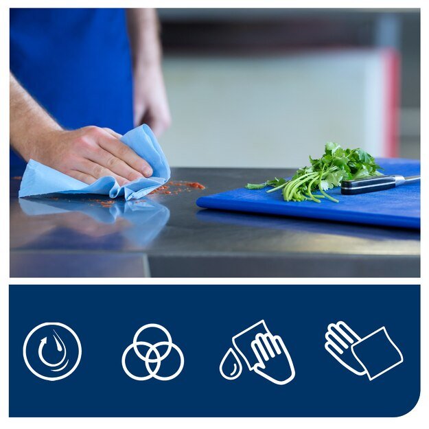 Pramoninis popierius TORK Advanced 420 W1, 130050,  2 sl, 1500 l., 36.9 cm x 510 m, mėlynos spalvos 3