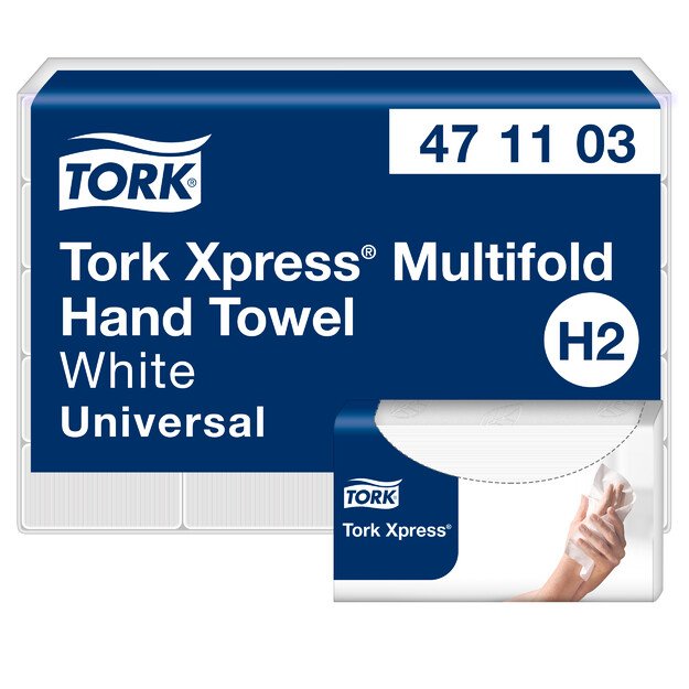 Rankų servetelės TORK XPRESS MULTIFOLD, 471103, 2 sl., 190 serv., 23.4 x 21.3 cm, balta sp. 2
