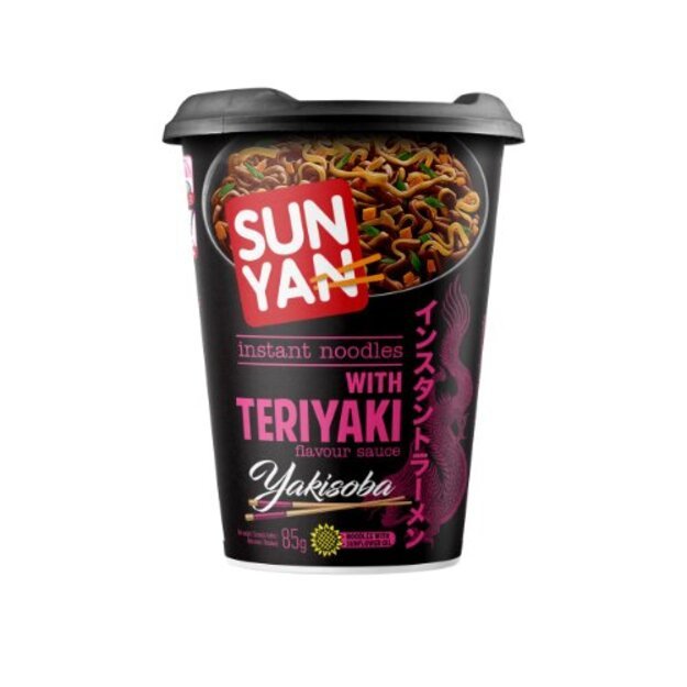 Greitai paruo&scaron;iami makaronai SUN YAN su terijakio skonio padažu, indelyje, 85g