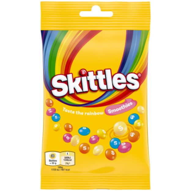 Kramtomieji saldainiai SKITTLES Smoothies, vaisių ir jogurto skonio,95 g