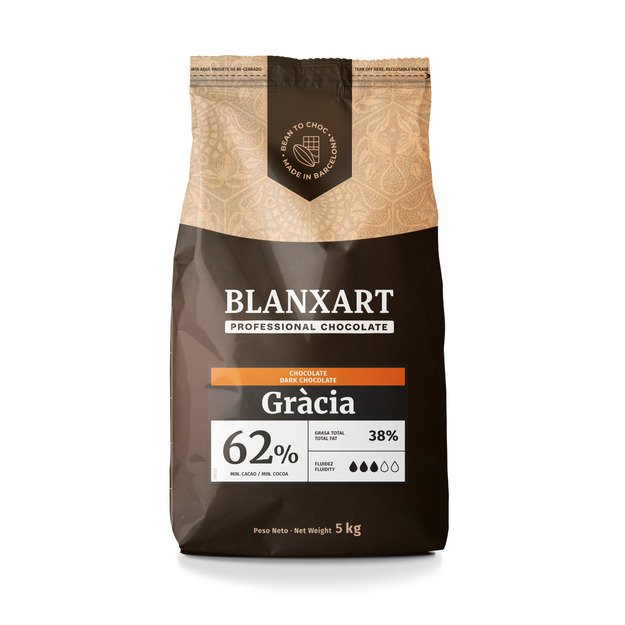Juodas &scaron;okoladas BLANXART, Gracia 62 %, 5 kg