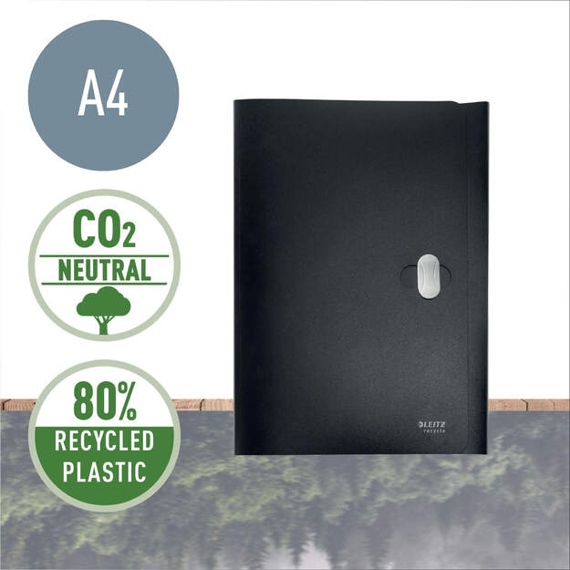 Aplankas dokumentams Leitz Recycle, A4, PP, 3 atvartai, juoodos sp. 1