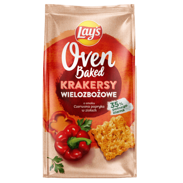 Krekeriai LAY S, Oven Baked raudonųjų paprikų ir žolelių skonio, 80 g