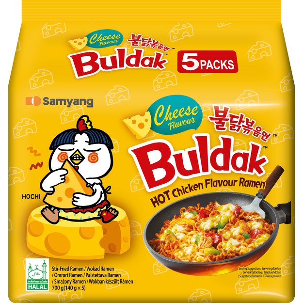 Ramenas SAMYANG Buldak, Cheese. (5 vnt x 140g), 700 g
