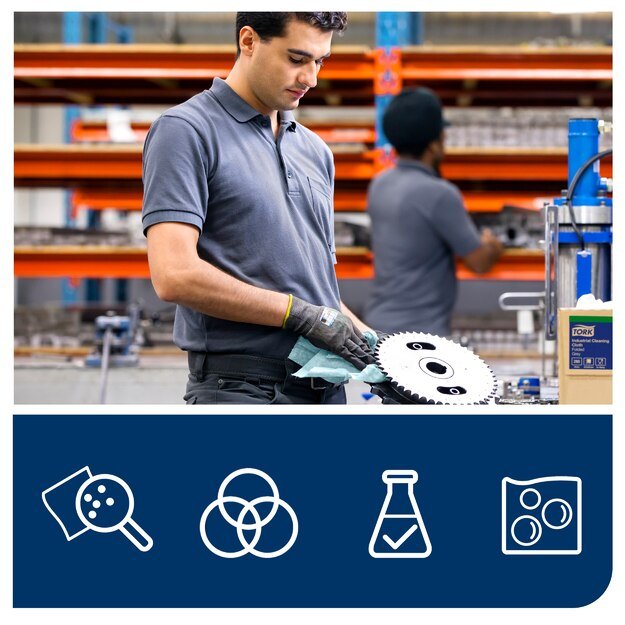 Valymo šluostė TORK, mažai besipūkuojanti, 190491, 1sl., 60m, turkio spalvos 4