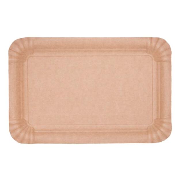 Vienkartinė lėkštė, ruda, popierius/be dangos, 13 x 20 cm, 100 vnt