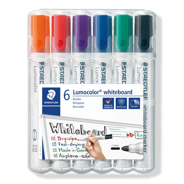 Žymeklis baltai lentai STAEDTLER LUMOCOLOR 351, 2 mm, 6 spalvų rinkinys 1
