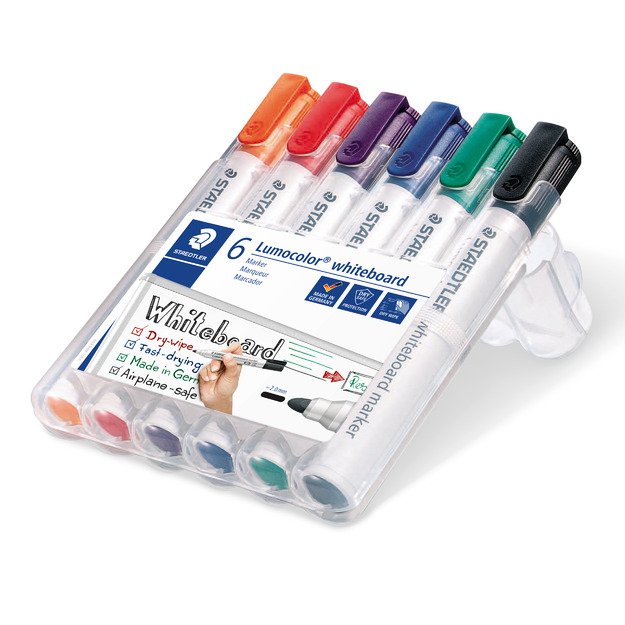 Žymeklis baltai lentai STAEDTLER LUMOCOLOR 351, 2 mm, 6 spalvų rinkinys 2