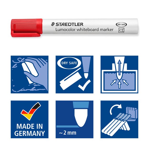 Žymeklis baltai lentai STAEDTLER LUMOCOLOR 351, 2 mm, 6 spalvų rinkinys 4