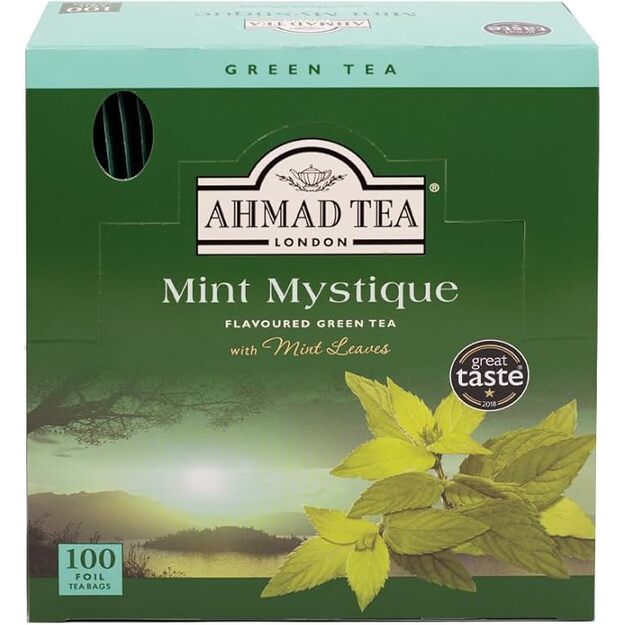 Ahmad žalioji arbata &bdquo;Mint Mystique&ldquo;, 100 arbatos pakelių folijos vokeliuose