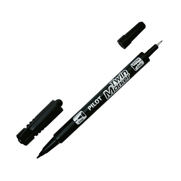 Permanentinis dvigubas žymeklis PILOT EF/F, juoda sp.