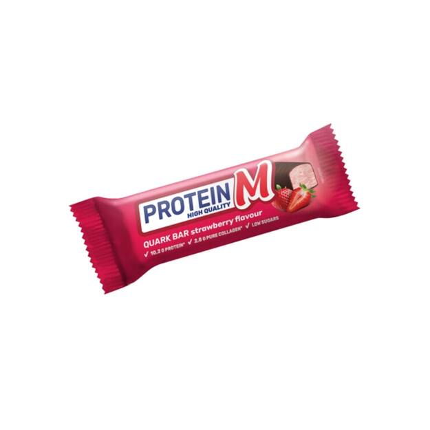 Varškės sūrelis PROTEIN M, braškių skonio su kolagenu, 40 g