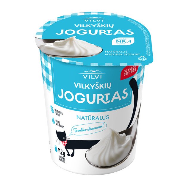 Jogurtas VILKY&Scaron;KIŲ, natūralus, 6% riebumo, 350 g