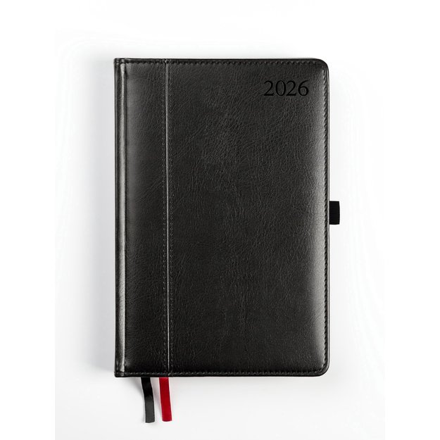 Kalendorius AMBASSADOR BLACK EDITION, 2026, PU, A5, matinė juoda