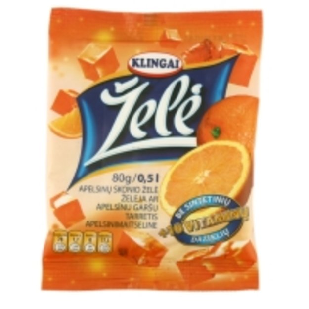 Želė KLINGAI, apelsinų skonio, 80 g
