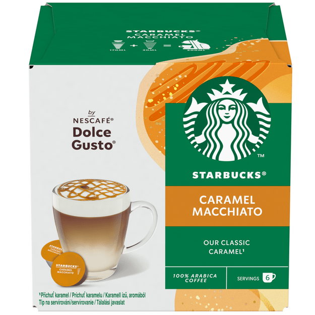 Kavos kapsulės STARBUCKS, Dolce Gusto Caramel Macchiato, 12 vnt, 127,8g