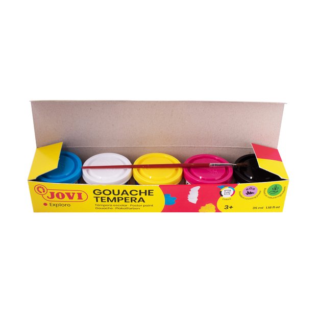 Guašas JOVI TEMPERA, 35ml, 5 spalvų rinkinys su teptuku 2