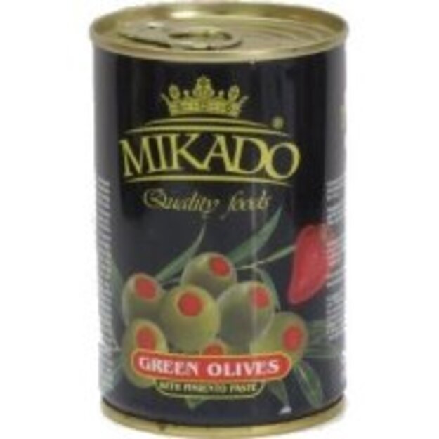 Alyvuogės MIKADO, įdarytos su paprika, M dydis, 300/120 g