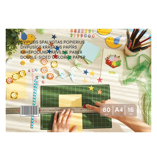 Spalvotas popierius, dvipusis, A4,  80 g/m², 16 lapų 2