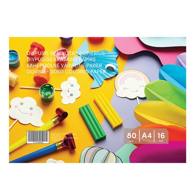 Spalvotas popierius, dvipusis, A4,  80 g/m², 16 lapų 3