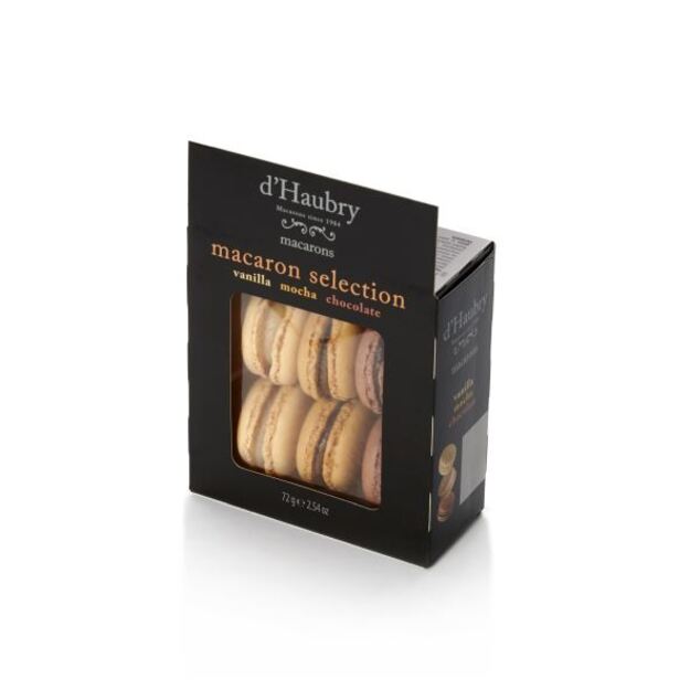 Sausainiai D HAUBRY Macaroons, vanilės, &scaron;okolado ir moka skonio, 72 g