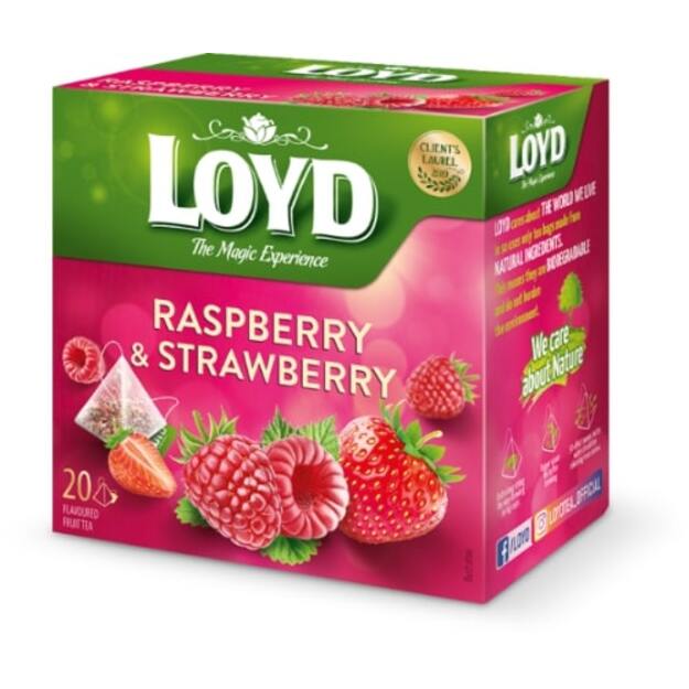 Vaisinė arbata LOYD, aviečių ir braškių skonio, 20 x 2g