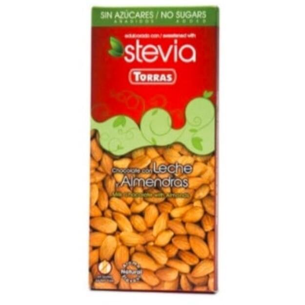 Šokoladas STEVIA, pieniškas su migdolais, 125 g