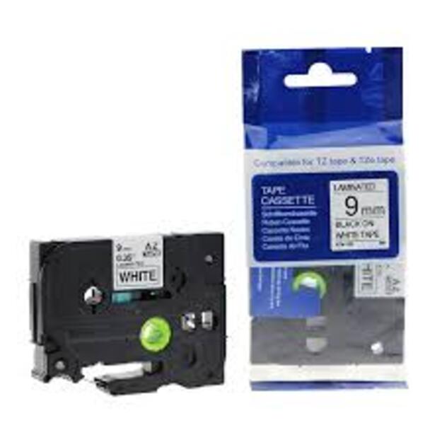 Pakaitalas Juostelė BROTHER TZE-221, 9 mm x 8 m, balta/juoda spauda