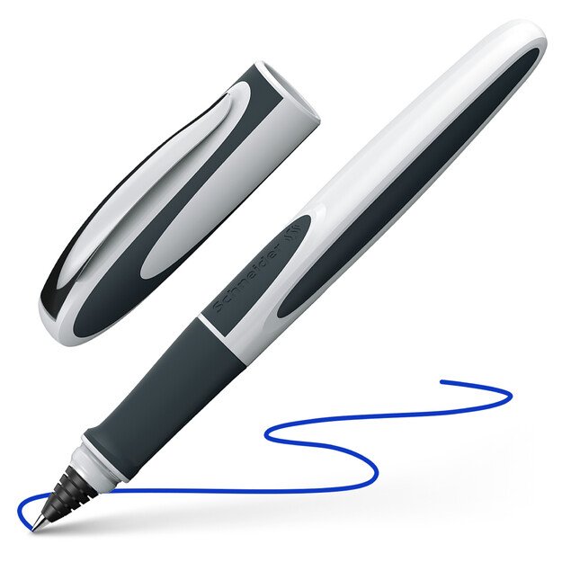 Rašiklis SCHNEIDER RAY, 0,7mm, baltos/tamsiai pilkos sp. korpusas, mėlynas rašalas (tinka ir kairiarankiams) 1