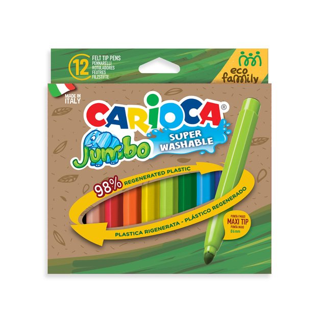 Flomasteriai CARIOCA JUMBO ECOFAMILY, 12 vnt. 1