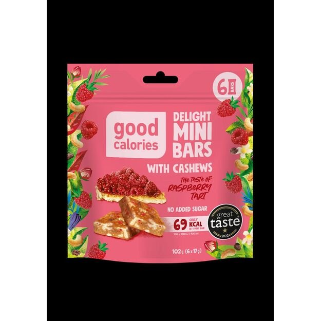 Mini riešutų batonėliai su avietėmis GOOD CALORIES, 102 g