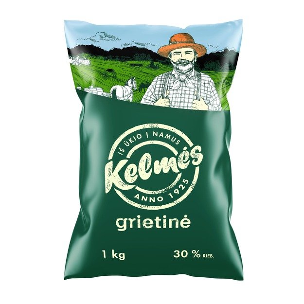 Grietinė KELMĖS, 30%, 1 kg, KLP (M)
