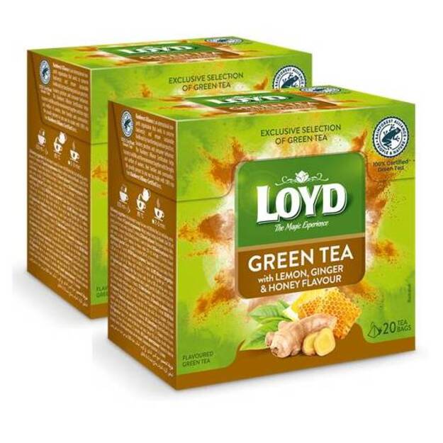 Žalioji arbata LOYD Green Lemon, Honey, Ginger 20x2g 1