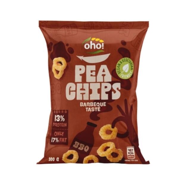 Žirnių traškučiai OHO, BBQ skonio, 100 g